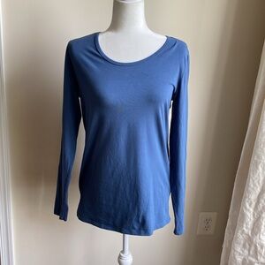 Peruvian Connection Pima Cotton Dark Slate Blue Soft Long Sleeve Top